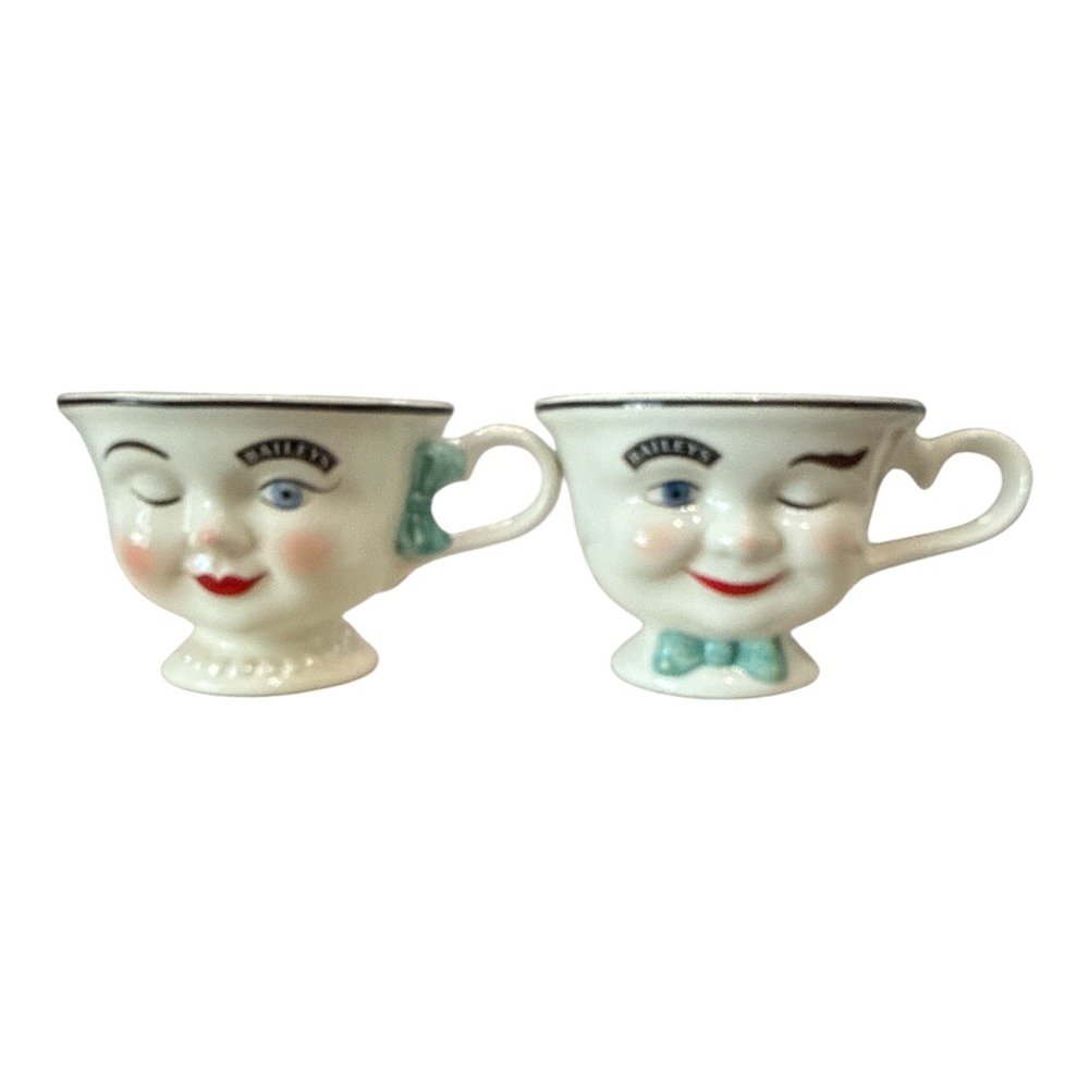 Baileys Irish Cream Winking Face Cups Set of 2 Limited‎ Edition 1996 Yum Mugs